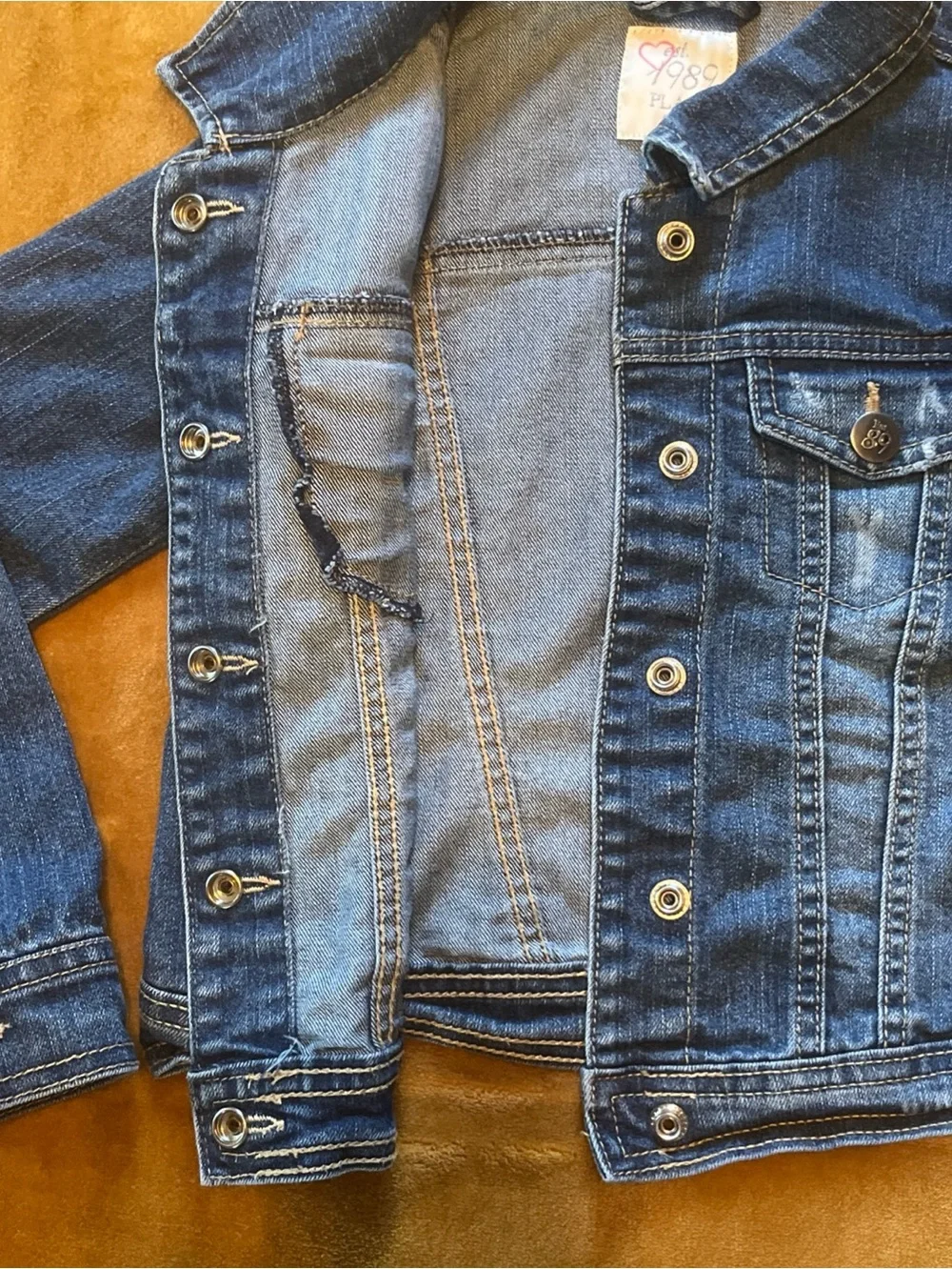 Children's Place Blue Jean Jacket Girls Size 5/6 Snap Front Denim Pockets School